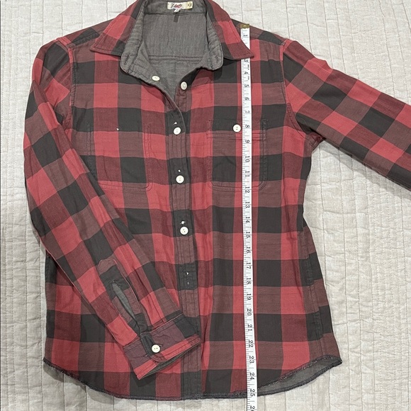 Faherty Red and Black Plaid Women's Button Down Shirt - Picture 6 of 8